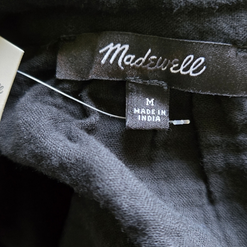 Madewell Crinkle Cotton Cover-Up Shirtdress Black Large NWT Oversize Minimalist - Picture 8 of 11